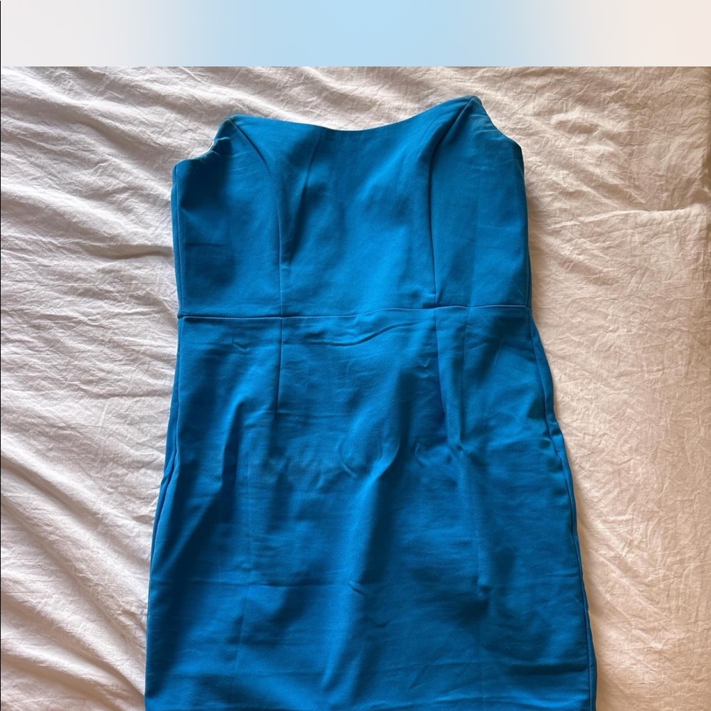 blue princess Polly strapless mini dress